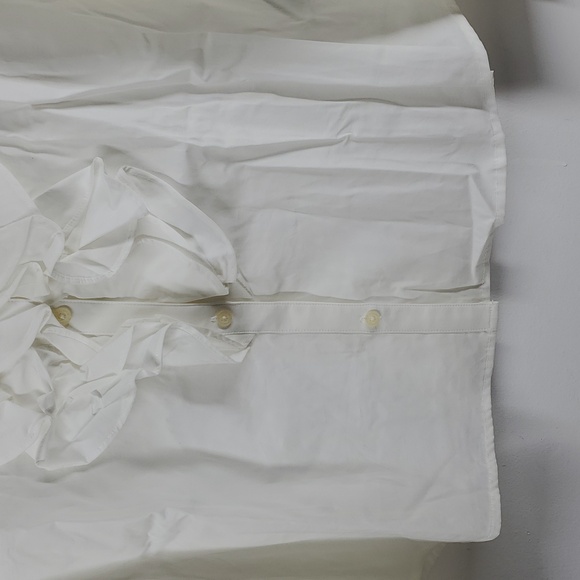 Lauren Ralph Lauren White Cotton Ruffle Button Down Shirt XL - Picture 6 of 12